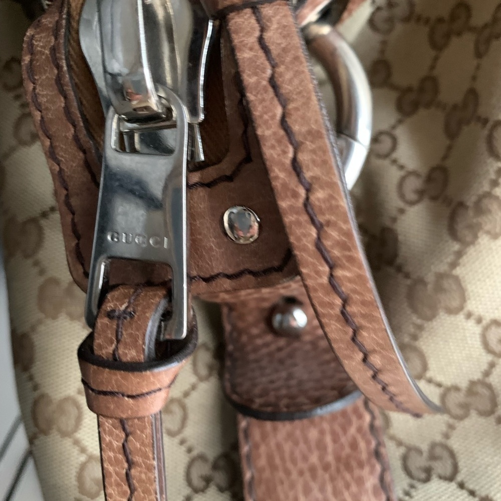 Gucci Beige and Brown Vintage Canvas Bamboo Bar women’s Handbag - Picture 6 of 16